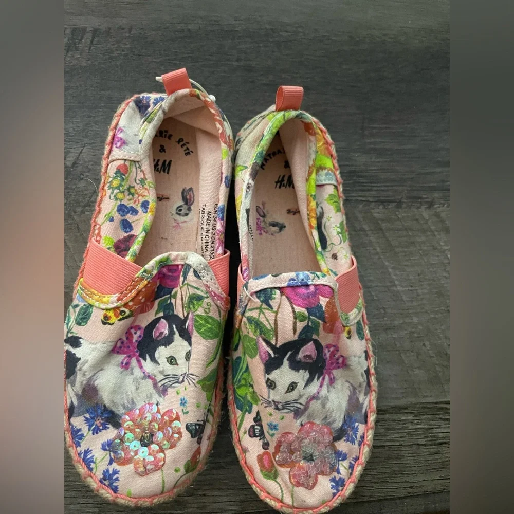 H&M Nathalie Lété x H&M Floral Kids Slip-On Shoes‎ Size 2